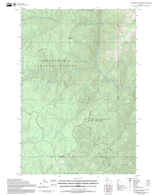 2025 Forest Service Topo Map of Anderson Butte Idaho