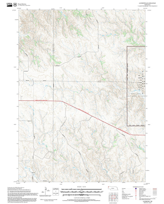 2025 Forest Service Topo Map of Andrews Nebraska