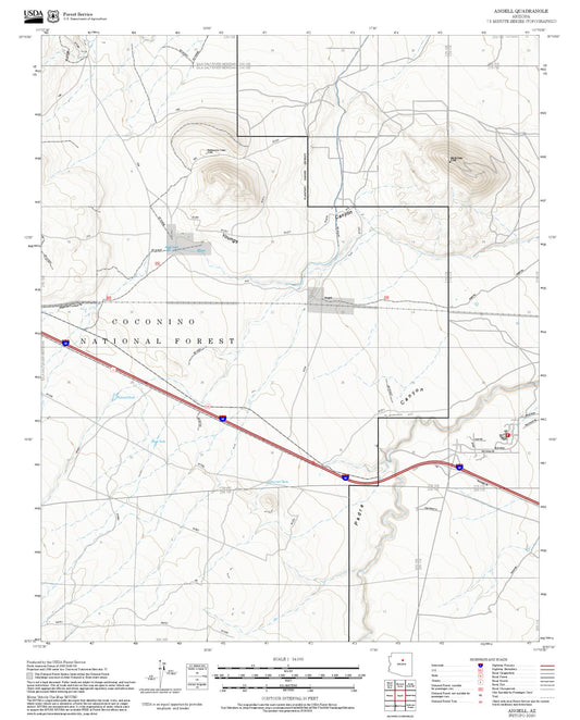 2025 Forest Service Topo Map of Angell Arizona