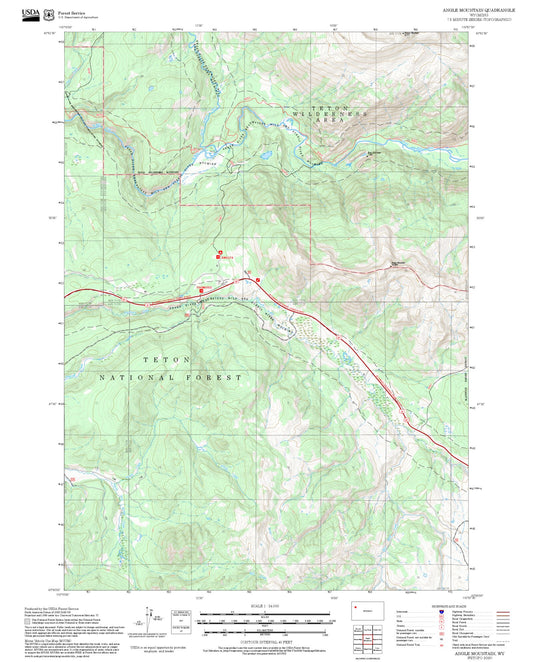 2025 Forest Service Topo Map of Angle Mountain Wyoming
