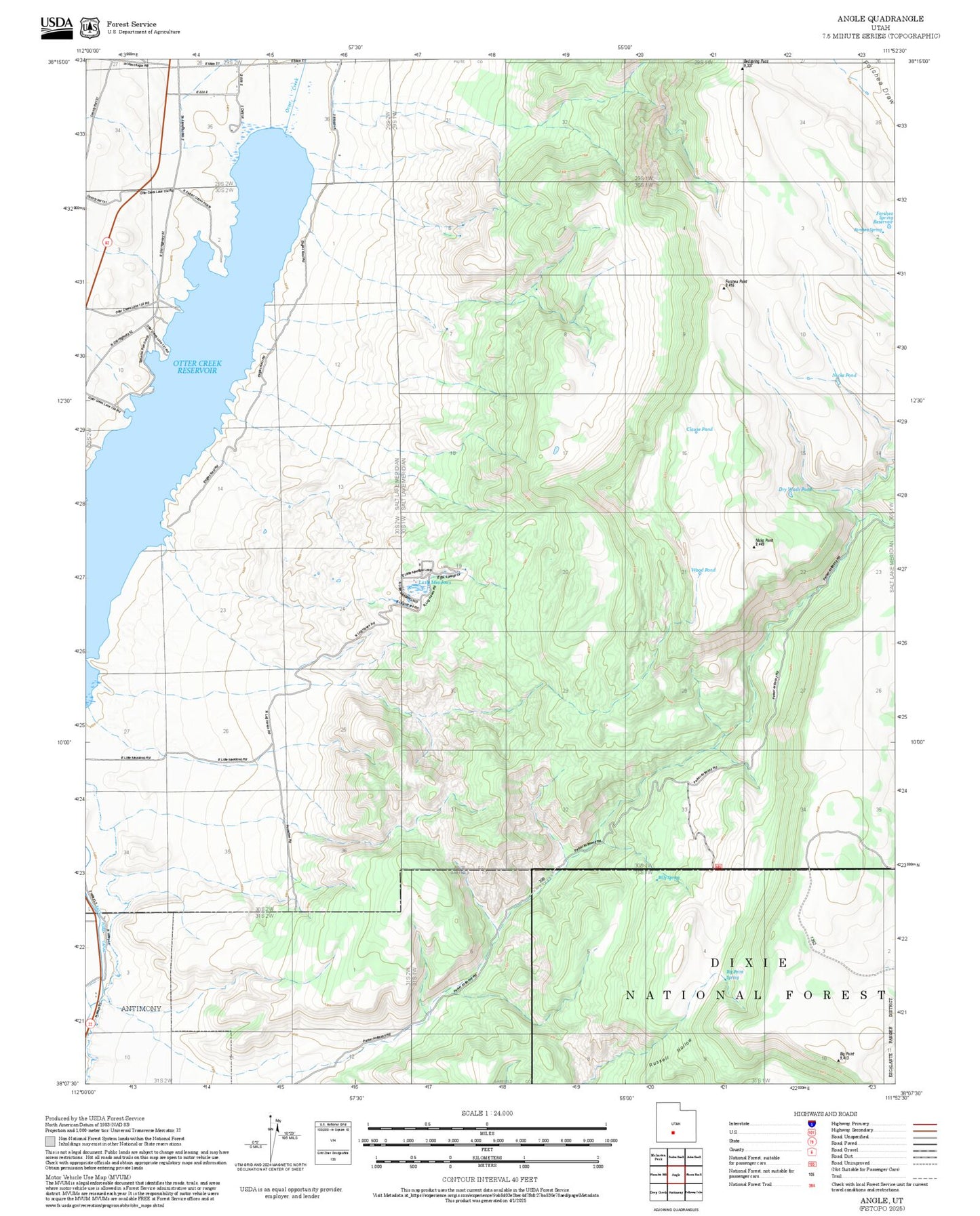 2025 Forest Service Topo Map of Angle Utah