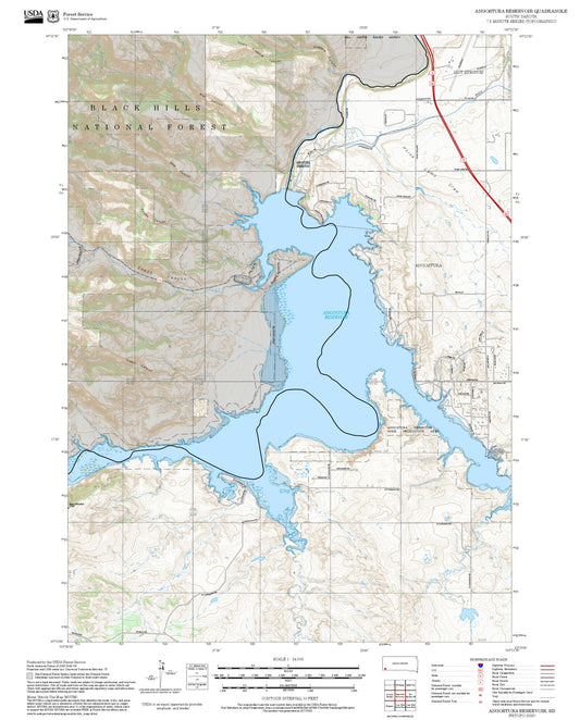 2025 Forest Service Topo Map of Angostura Reservoir South Dakota