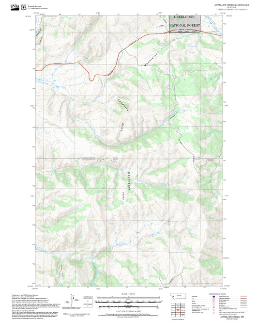 2025 Forest Service Topo Map of Antelope Creek Montana