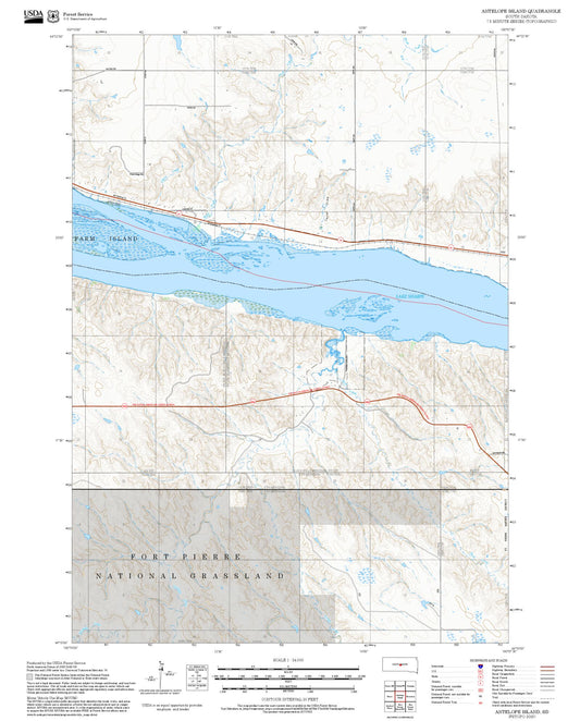 2025 Forest Service Topo Map of Antelope Island South Dakota