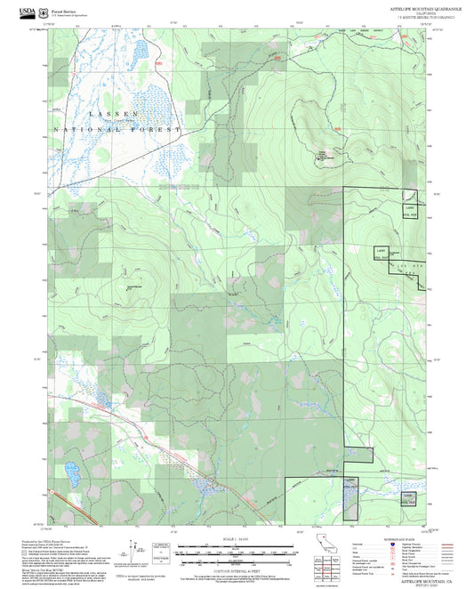2025 Forest Service Topo Map of Antelope Mountain California