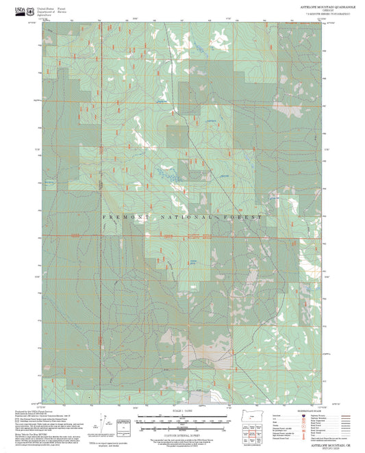 2025 Forest Service Topo Map of Antelope Mountain Oregon