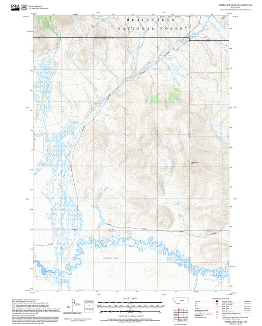 2025 Forest Service Topo Map of Antelope Peak Montana