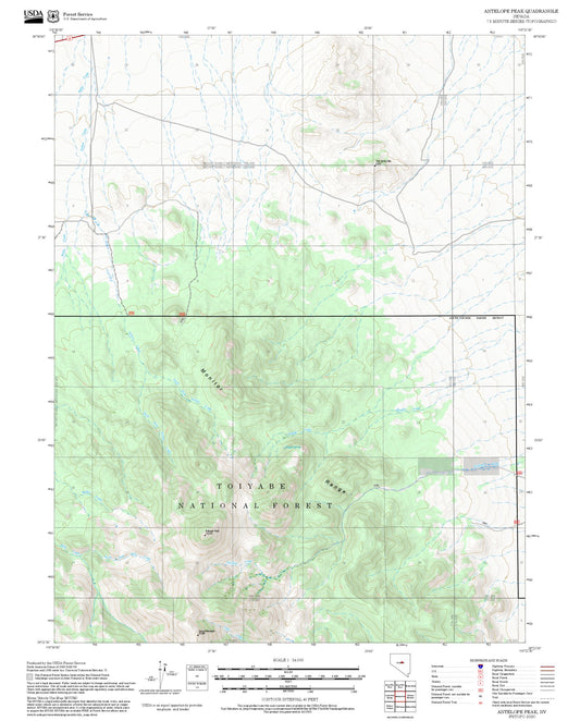 2025 Forest Service Topo Map of Antelope Peak Nevada
