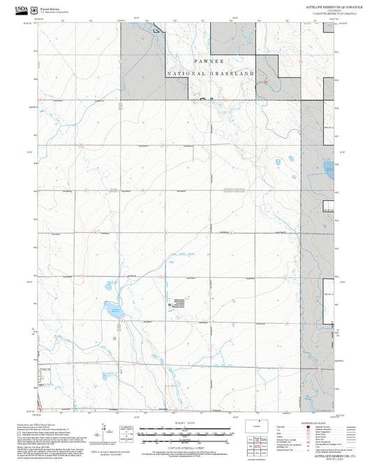 2025 Forest Service Topo Map of Antelope Reservoir Colorado