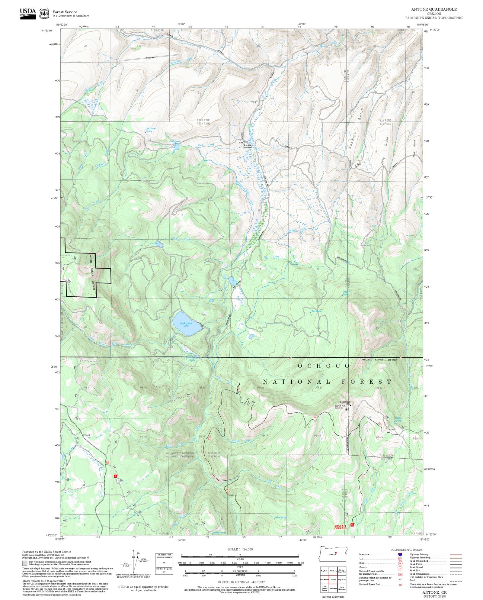 2025 Forest Service Topo Map of Antone Oregon – MyTopo Map Store