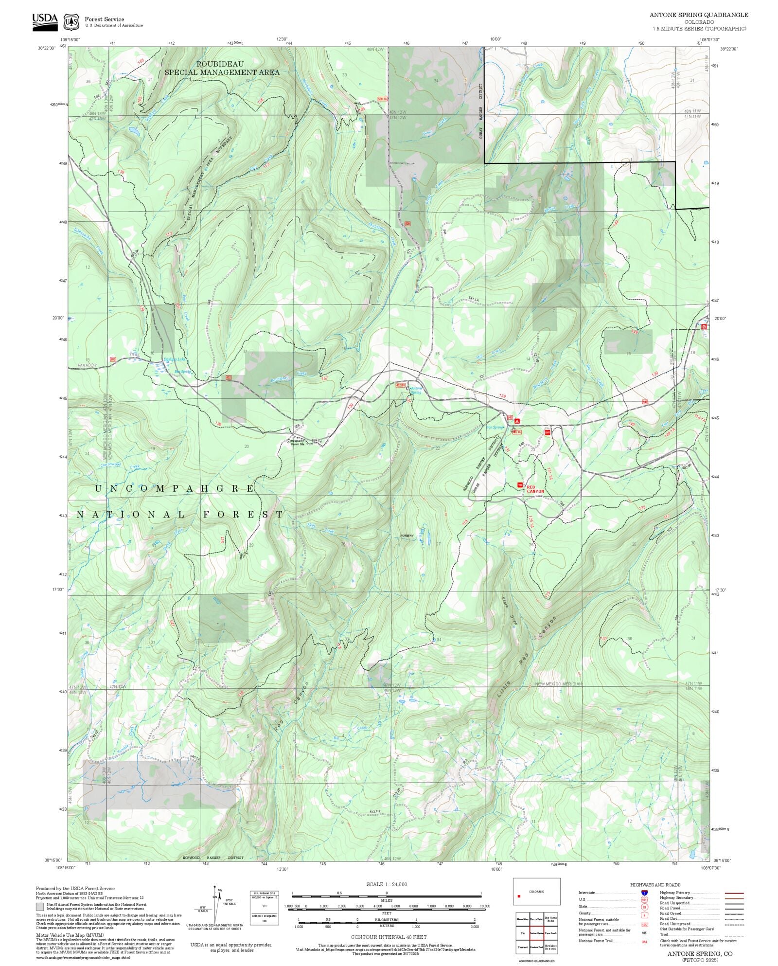 2025 Forest Service Topo Map of Antone Spring Colorado – MyTopo Map Store