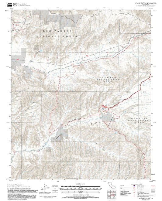 2025 Forest Service Topo Map of Apache Canyon California