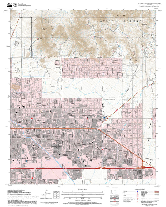 2025 Forest Service Topo Map of Apache Junction Arizona