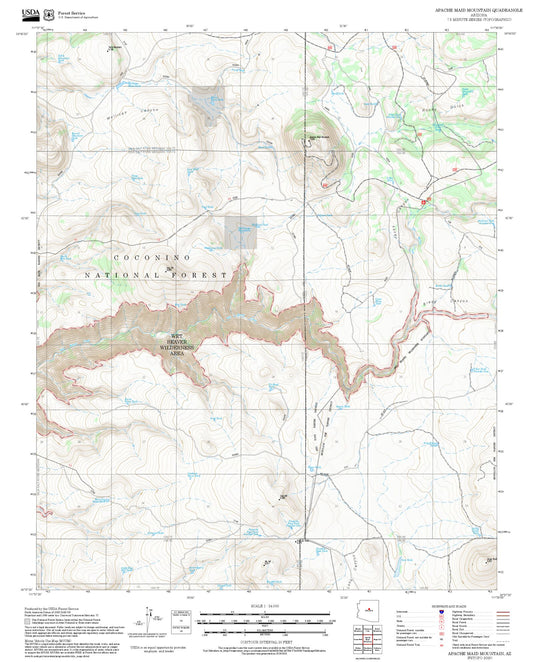 2025 Forest Service Topo Map of Apache Maid Mountain Arizona