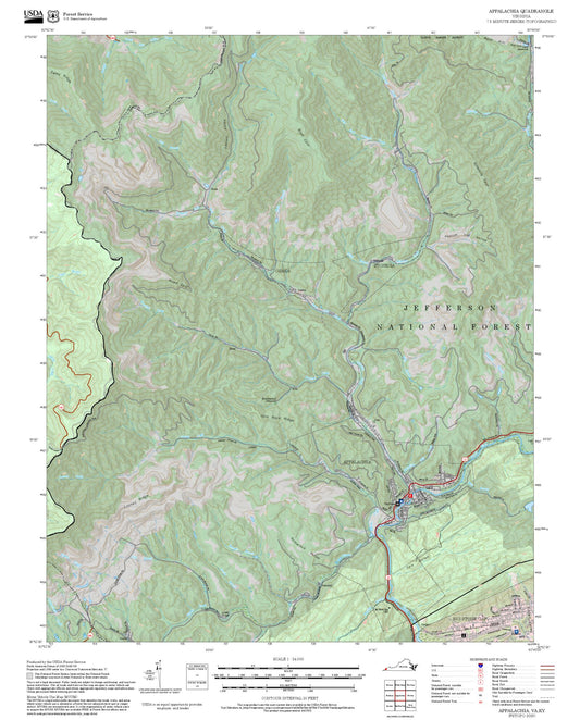 2025 Forest Service Topo Map of Appalachia Virginia