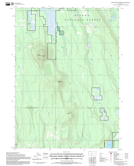 2025 Forest Service Topo Map of Applegate Butte Oregon