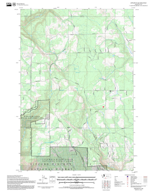2025 Forest Service Topo Map of Appleton Washington