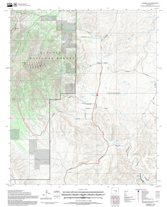 2025 Forest Service Topo Map of Arabela New Mexico