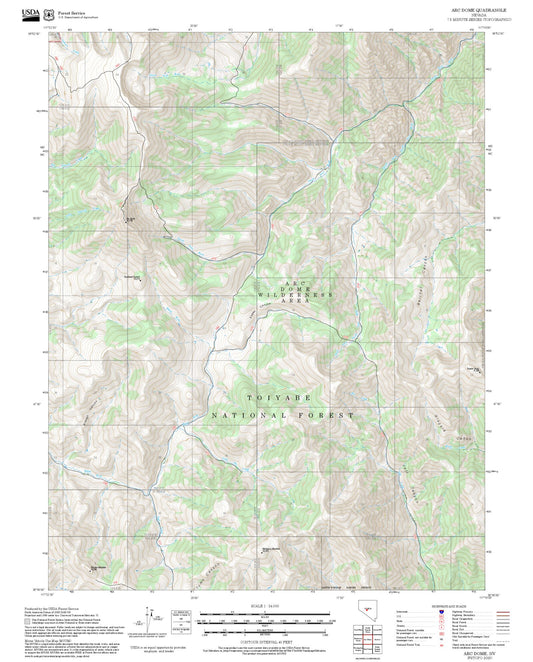 2025 Forest Service Topo Map of Arc Dome Nevada