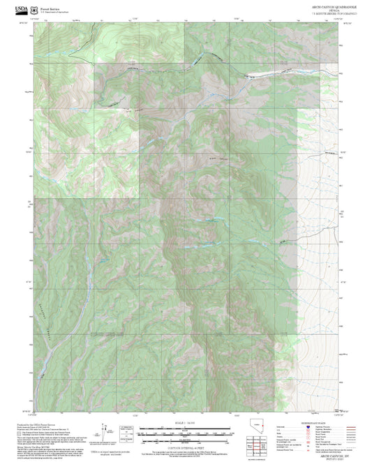2025 Forest Service Topo Map of Arch Canyon Nevada