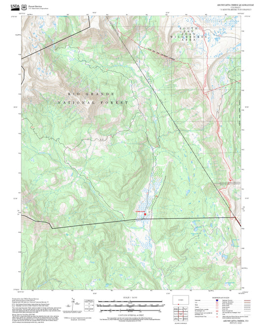 2025 Forest Service Topo Map of Archuleta Creek Colorado