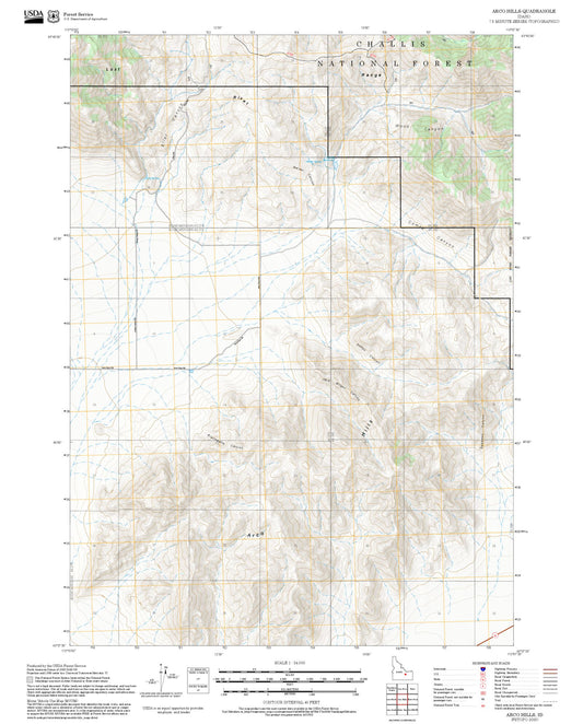 2025 Forest Service Topo Map of Arco Hills Idaho
