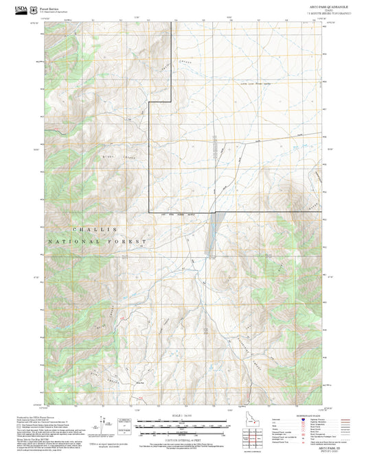 2025 Forest Service Topo Map of Arco Pass Idaho