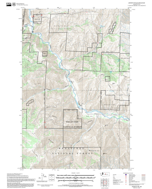 2025 Forest Service Topo Map of Ardenvoir Washington