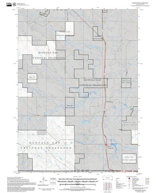 2025 Forest Service Topo Map of Ardmore South Dakota