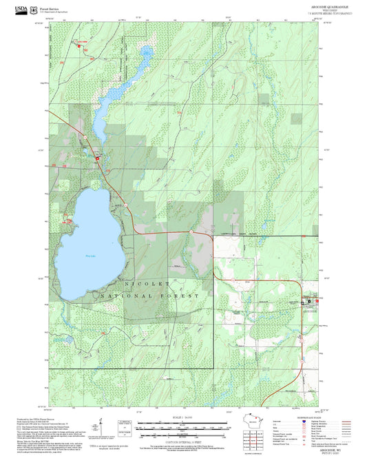 2025 Forest Service Topo Map of Argonne Wisconsin