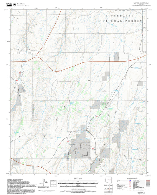 2025 Forest Service Topo Map of Aripine Arizona