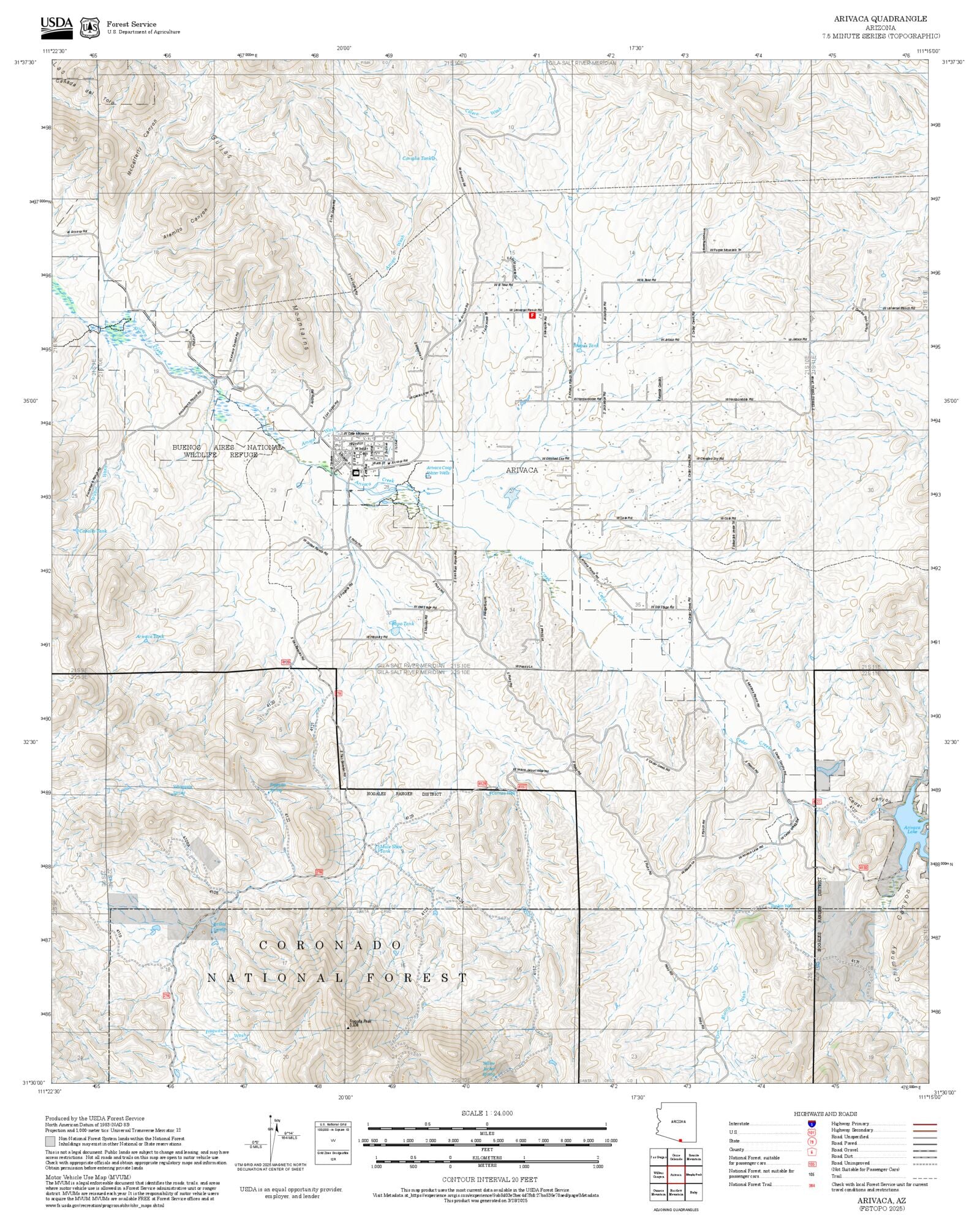 2025 Forest Service Topo Map of Arivaca Arizona – MyTopo Map Store