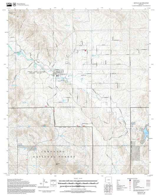 2025 Forest Service Topo Map of Arivaca Arizona