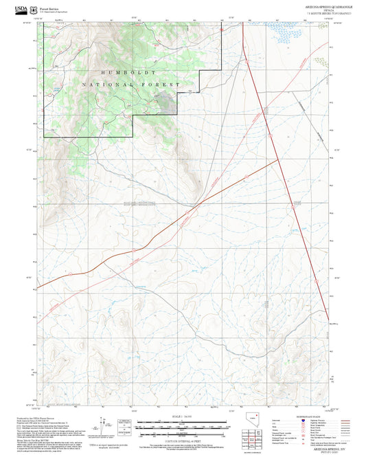 2025 Forest Service Topo Map of Arizona Spring Nevada