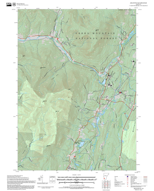 2025 Forest Service Topo Map of Arlington Vermont