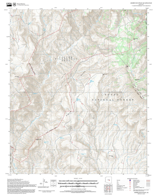2025 Forest Service Topo Map of Armer Mountain Arizona