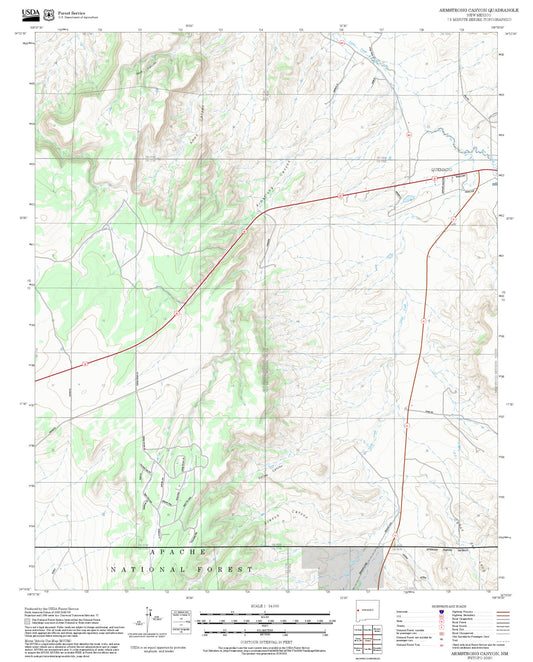 2025 Forest Service Topo Map of Armstrong Canyon New Mexico