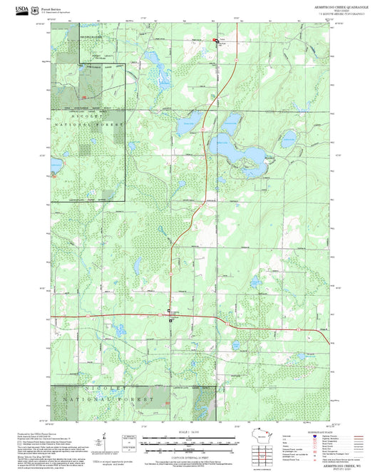 2025 Forest Service Topo Map of Armstrong Creek Wisconsin
