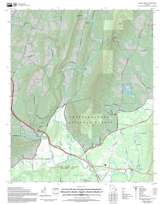 2025 Forest Service Topo Map of Armuchee Georgia