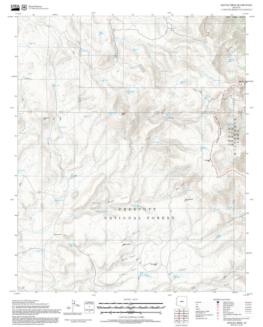 2025 Forest Service Topo Map of Arnold Mesa Arizona