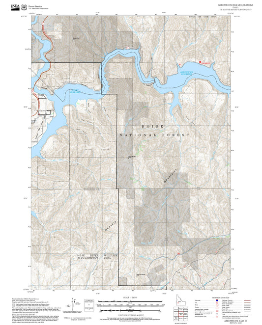 2025 Forest Service Topo Map of Arrowrock Dam Idaho