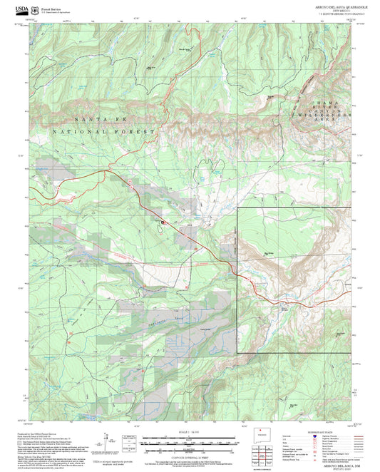 2025 Forest Service Topo Map of Arroyo Del Agua New Mexico