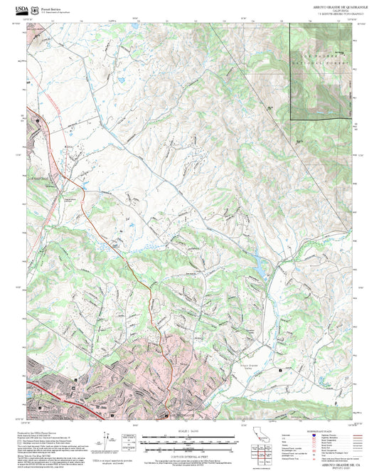 2025 Forest Service Topo Map of Arroyo Grande NE California