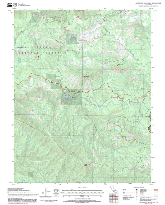 2025 Forest Service Topo Map of Ascension Mountain California