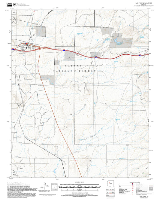 2025 Forest Service Topo Map of Ash Fork Arizona
