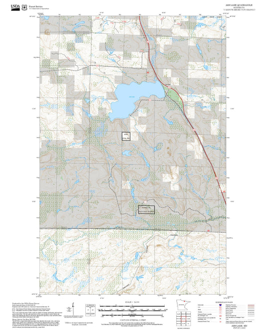 2025 Forest Service Topo Map of Ash Lake Minnesota