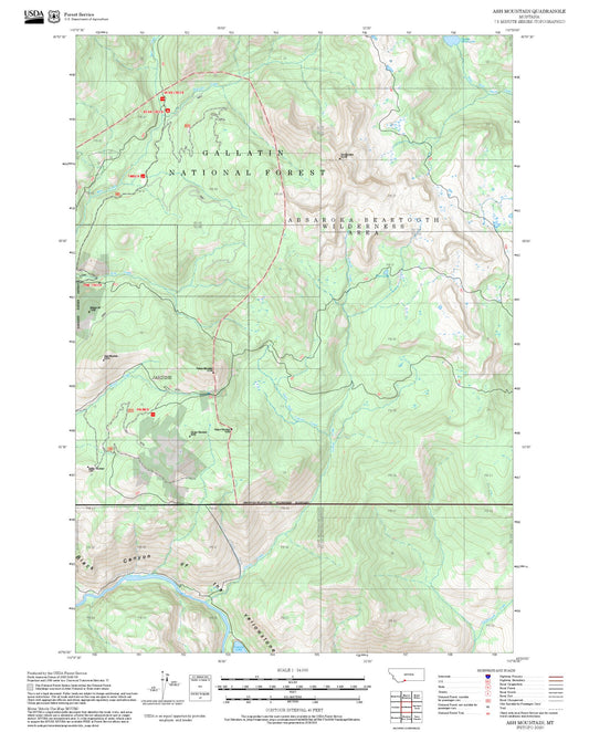 2025 Forest Service Topo Map of Ash Mountain Montana