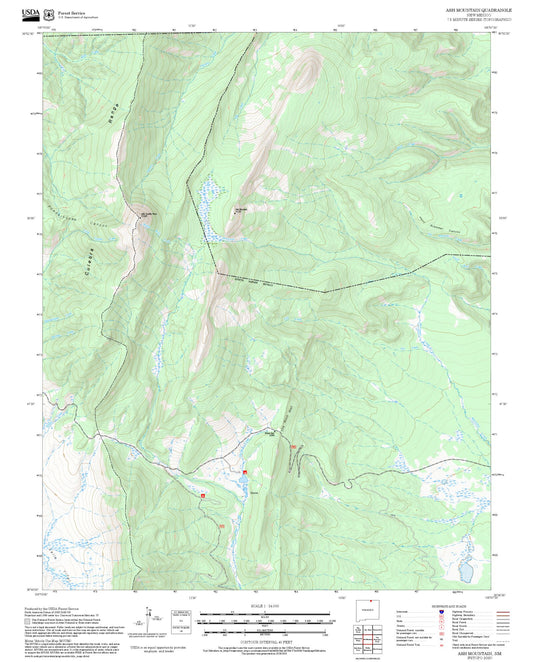 2025 Forest Service Topo Map of Ash Mountain New Mexico