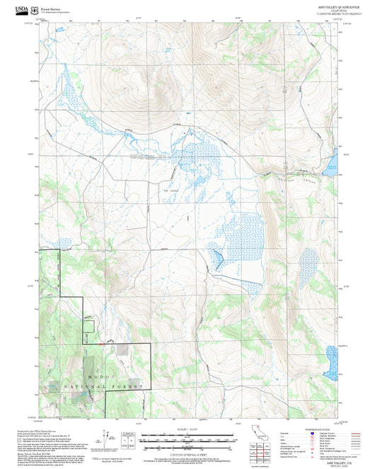 2025 Forest Service Topo Map of Ash Valley California