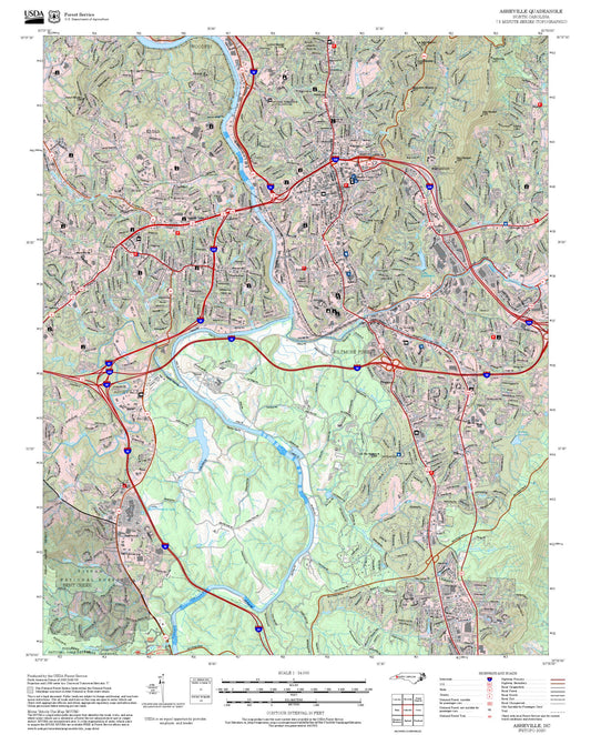 2025 Forest Service Topo Map of Asheville North Carolina